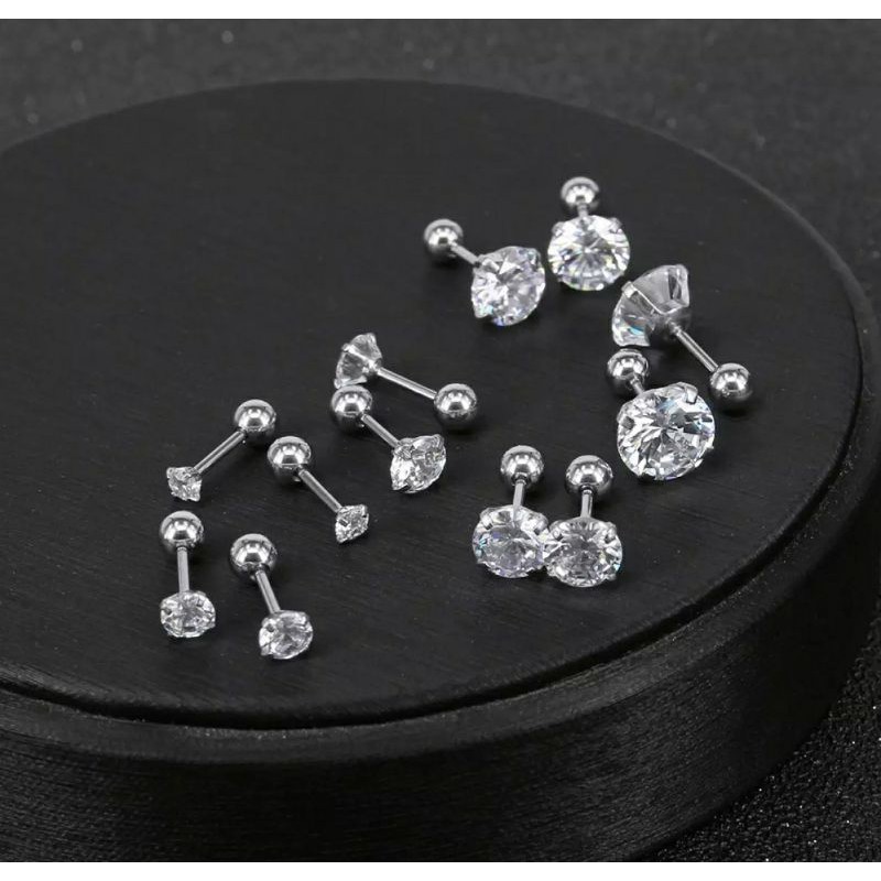 Khuyên Tai Trong Suốt Pierc8Ng Helix Tragus Zircon 3 / 4 / 5 / 6 / 7 / 8mm