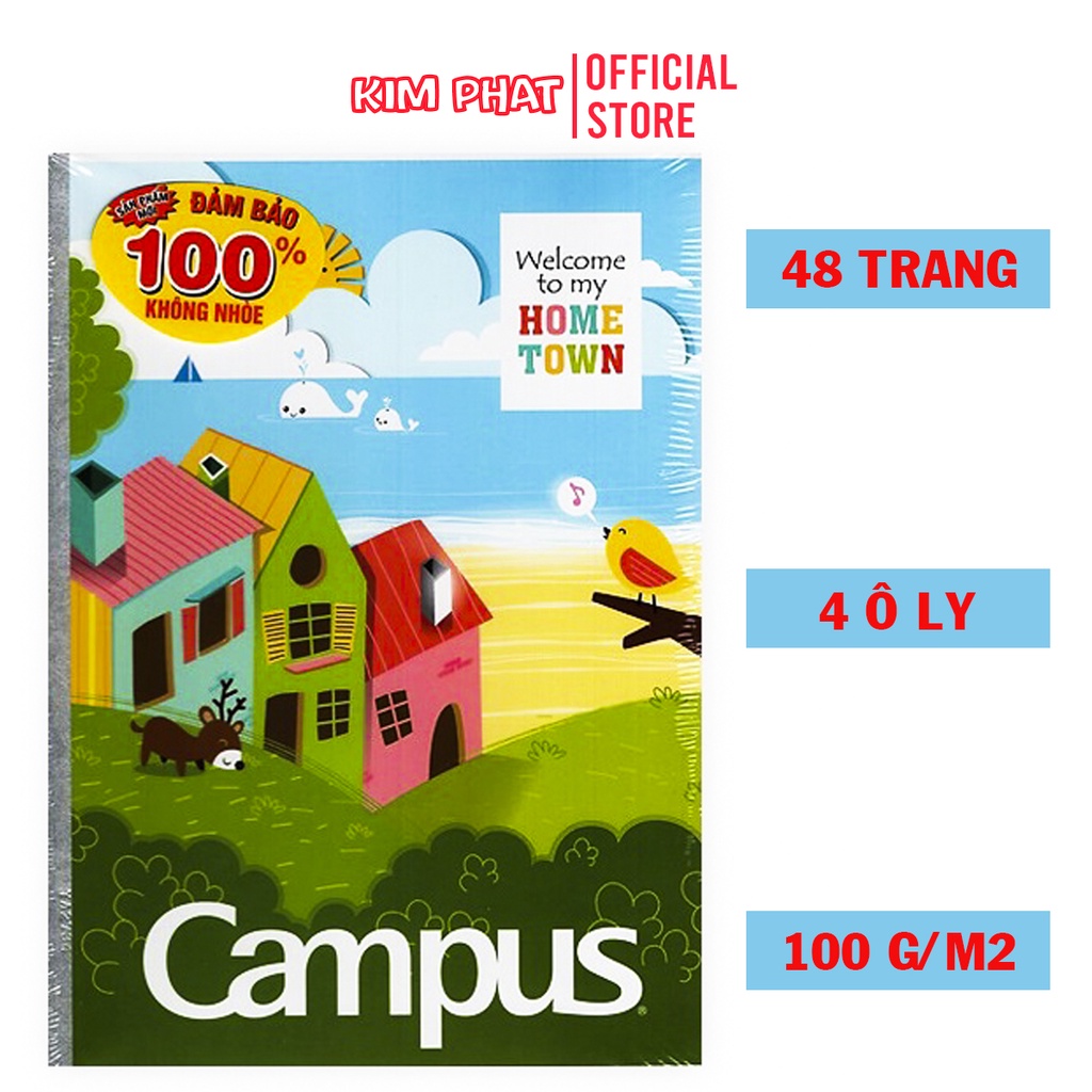 [Mã LIFE0803ALL giảm 10% đơn 0K] Vở Campus Homtown 48 Trang 4 Ô ly NBBHT048S