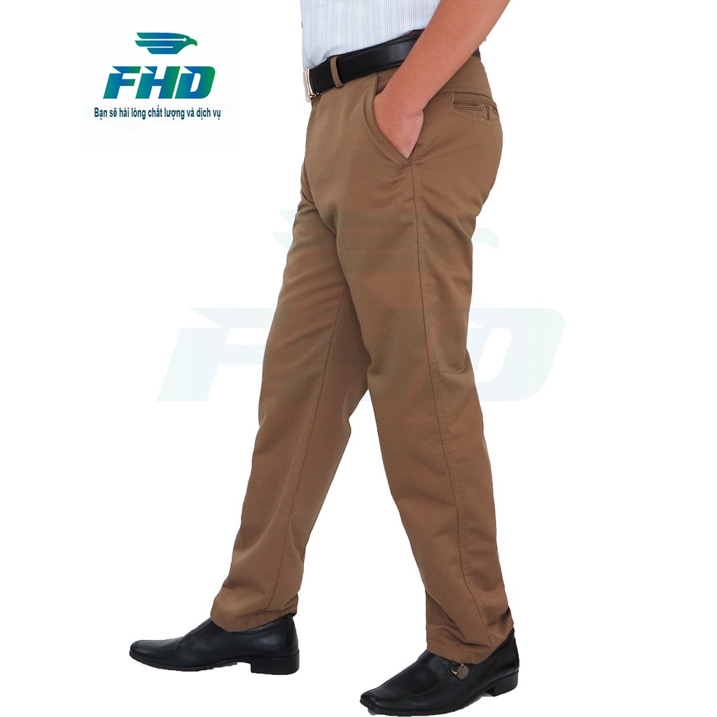 Quần dài kaki trung niên nam chất vải kaki dày dặn ống suông form chuẩn FHDQ001