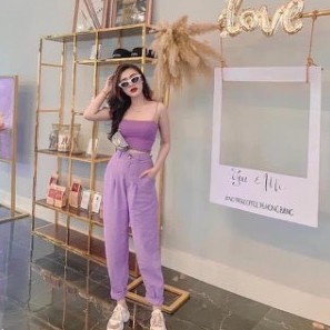 Áo Thun Coptop 2 Dây Vải Thun Gân Dày Màu Tím Môn Thoitrang24h