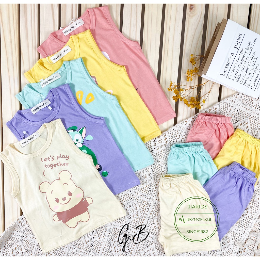 Bộ Ba Lỗ THUN LẠNH MINKYMOM In Hình Động Vật Cho Bé BL-IN14