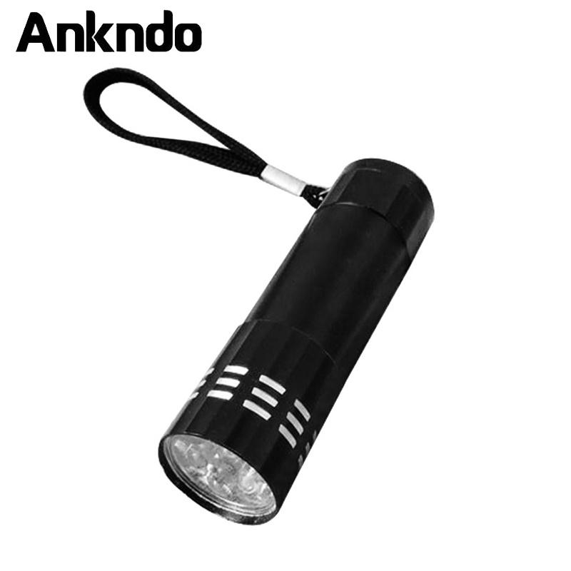 Đèn pin ANKNDO mini 9 bóng LED chất liệu hợp kim nhôm chống thấm nước