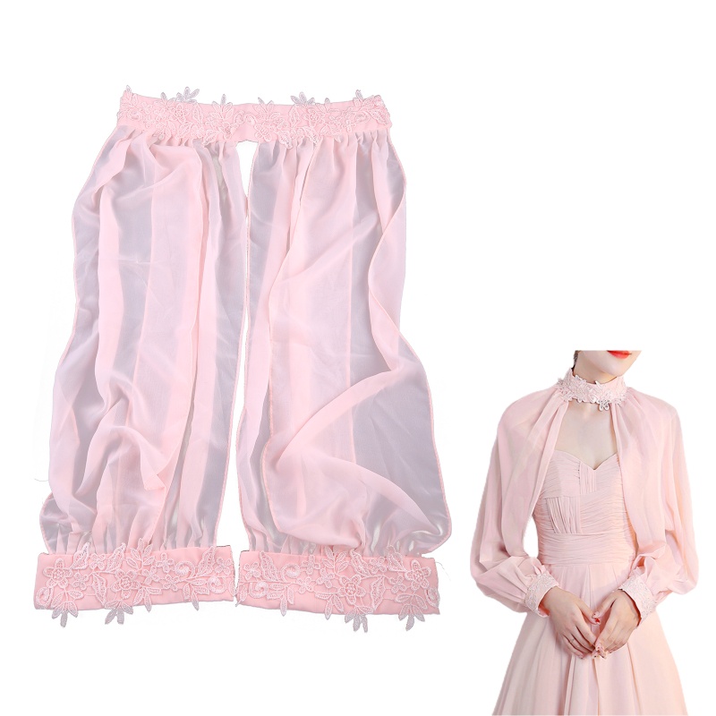 Áo Choàng Chiffon Dài Tay Phối Ren Hở Lưng Thời Trang Cho Cô Dâu