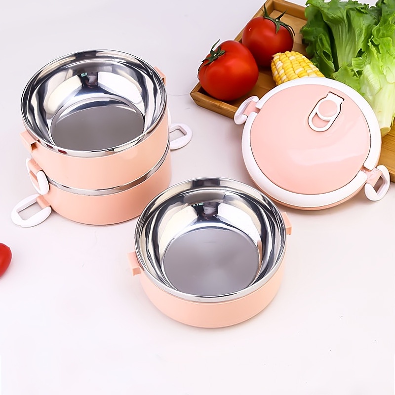 Cặp lồng đựng cơm giữ nhiệt lúa mạch 3 lớp, ruột inox chất lượng cao, tặng kèm bộ dụng cụ ăn uống