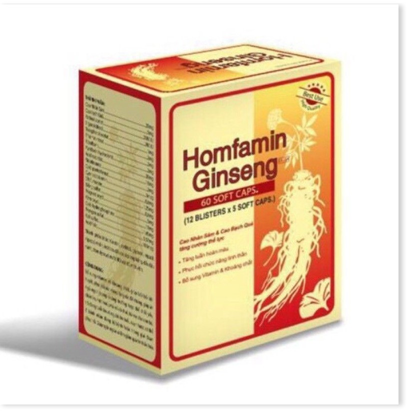 (CHÍNH HÃNG) HOMfAMIN GINSENG NHÂM SÂM - Tăng Cường Bồi Bổ Sức Khỏe - Nguyên Liệu Nhập Khẩu Mỹ- Hộp 60 Viên
