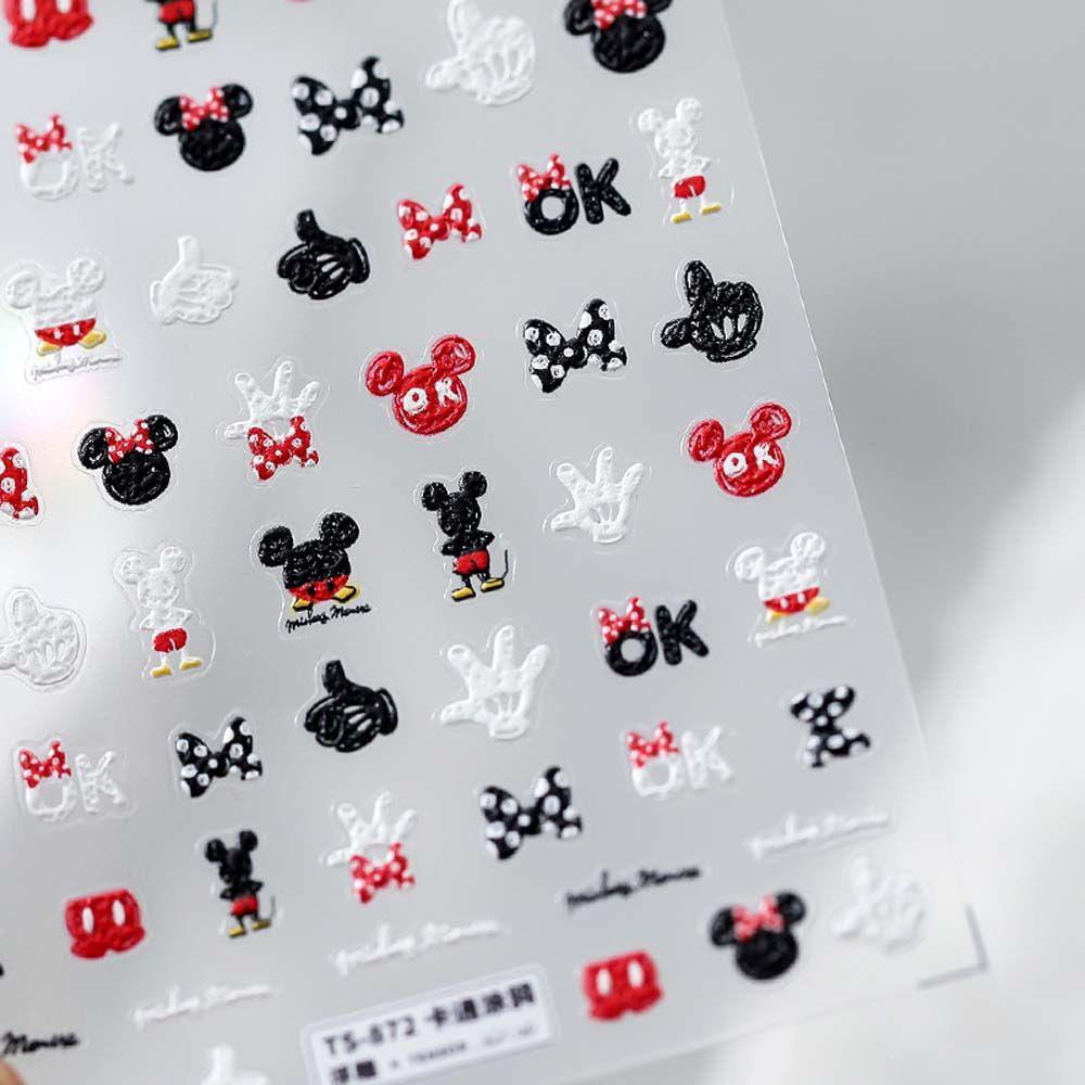 Miếng Dán Trang Trí Móng Tay Tự Dính Họa Tiết Hoạt Hình Mickey / Minnie / Cung Hoàng Đạ