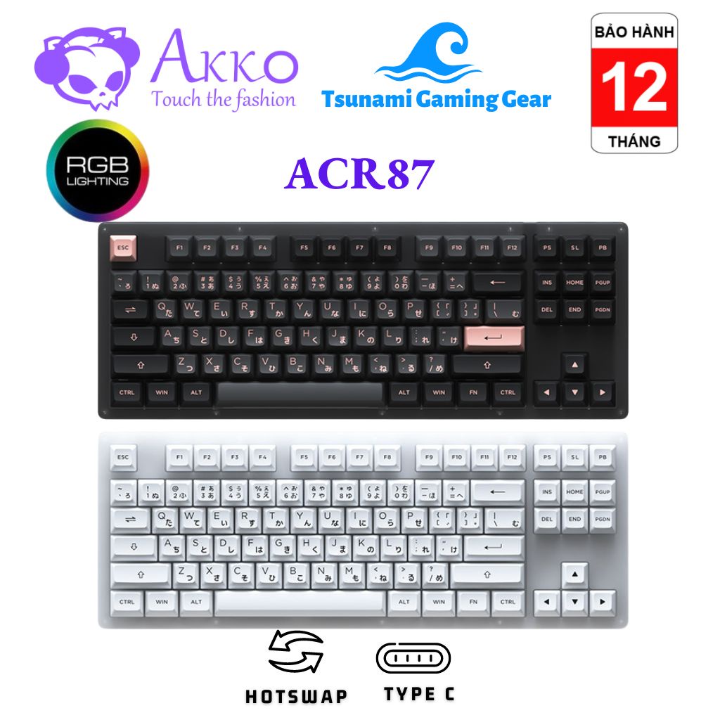Bàn phím cơ AKKO ACR87 RGB/ Hotswap TTC Socket/ AKKO CS Jelly Switch BH 12 tháng