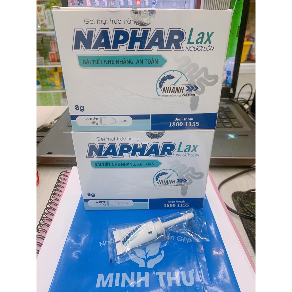 Gel thụt trực tràng NAPHAR LAX Bài tiết nhẹ nhàng, an toàn hộp 6 tuýp 2 loại Người lớn 8g - Trẻ em 5g