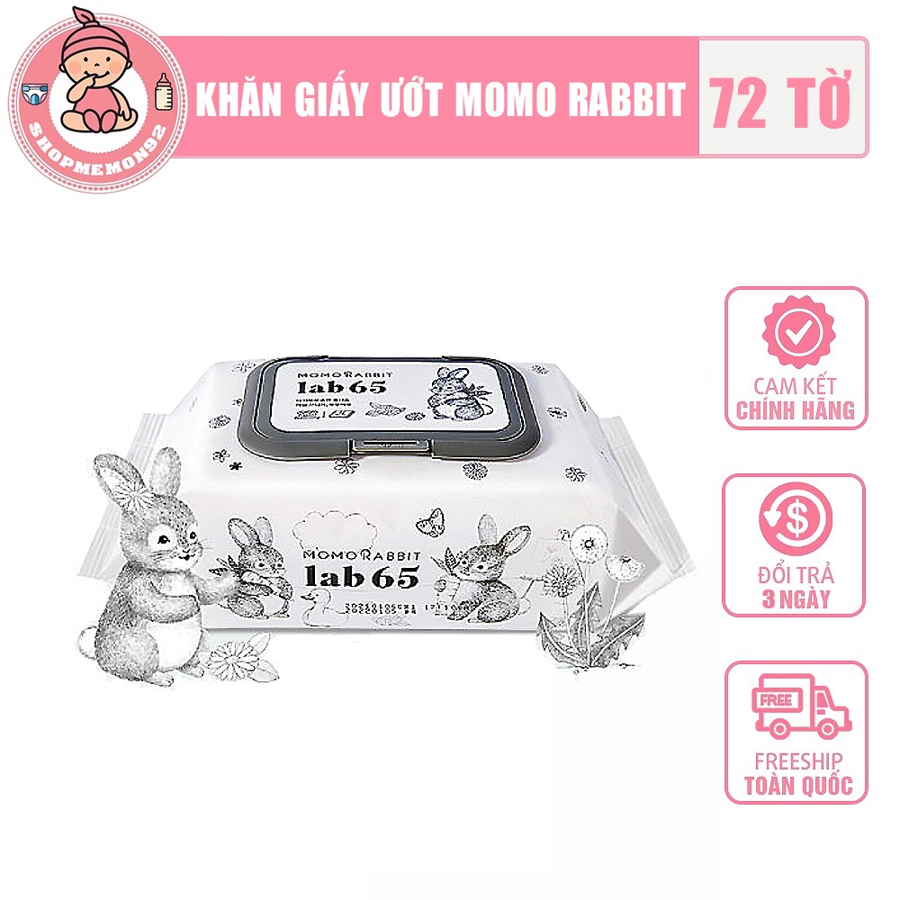 Khăn giấy ướt Momo Rabbit Hàn Quốc Lab65 loại 72 tờ date 2023