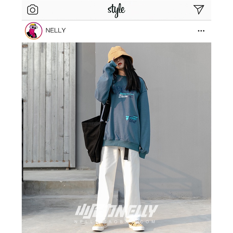 Áo sweater Nelly unisex nam nữ lót lông nelly32