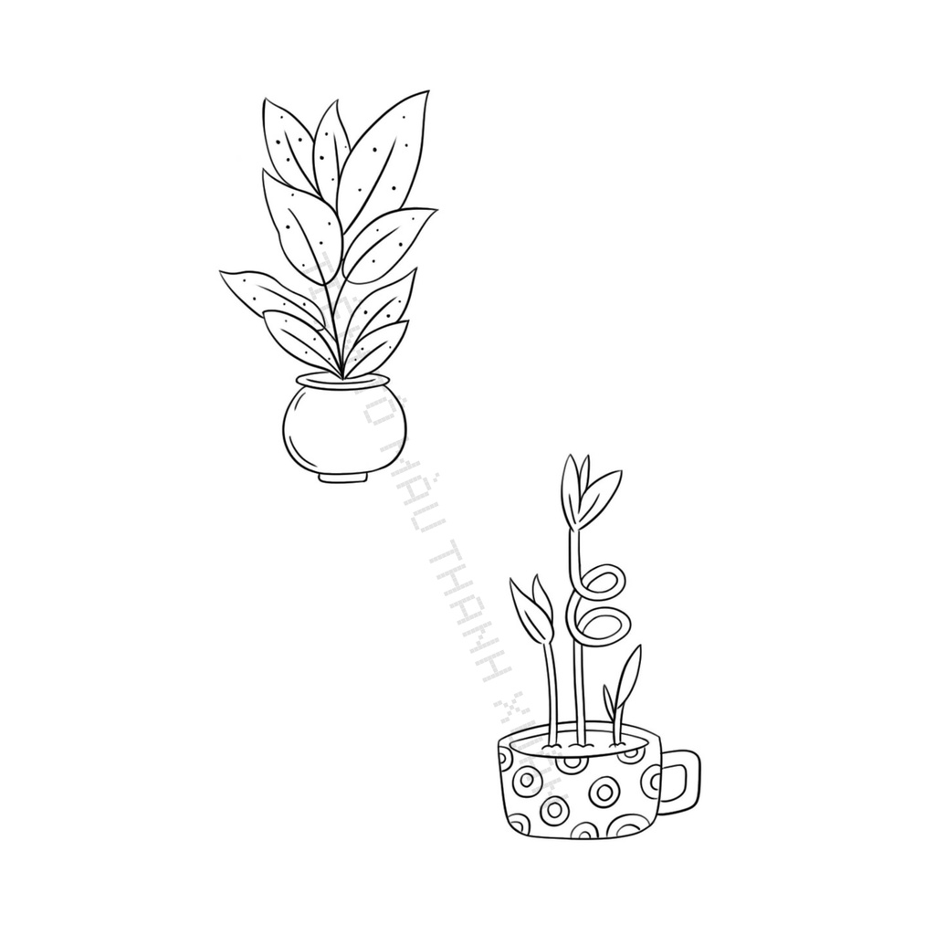 Set 10 Tờ Tranh Tô Màu Chậu Cây Tô Màu Sáp, Màu Chì - Tiệm Tô Màu Thanh Xuân