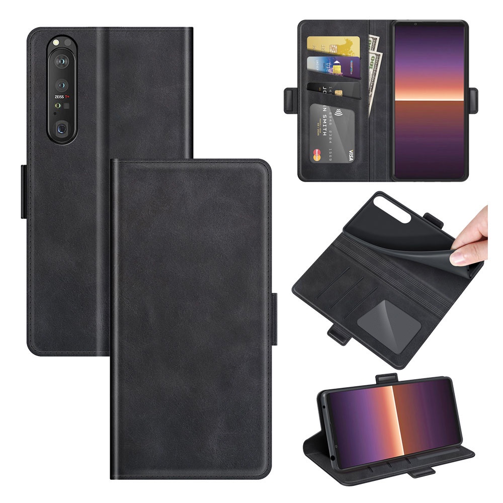 Bao Da Điện Thoại Crazy Horse Dạng Ví Nắp Lật Có Hai Khóa Cài Cho Sony Xperia 1 III 10 ii 5 Ace ii L3 XZ3 SO-01L