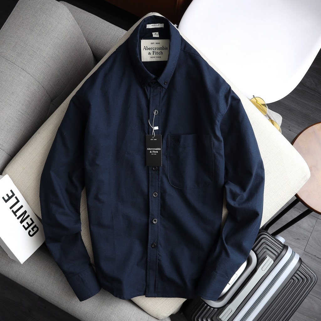 Áo sơ mi nam dài tay AB cao cấp màu XANH ĐEN vải Oxford The Men Show