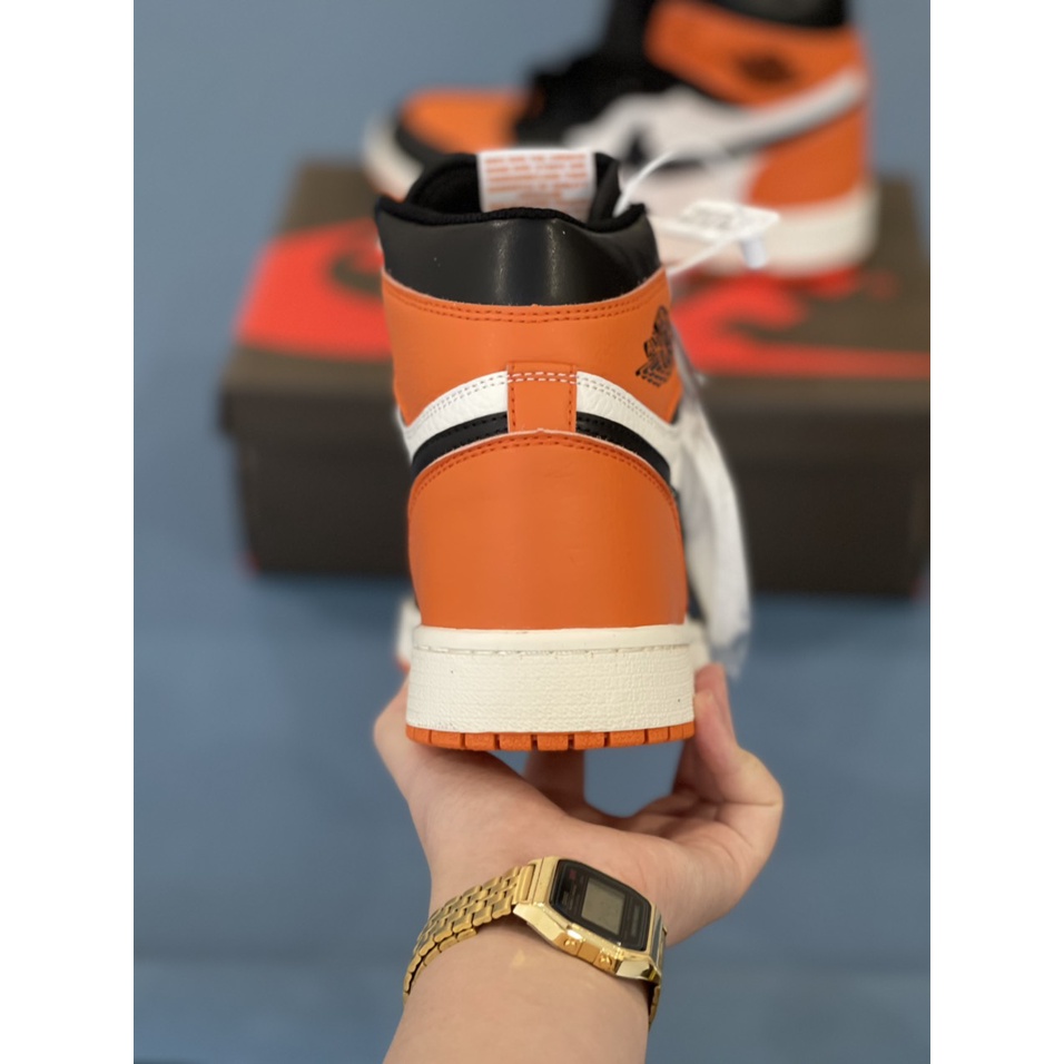 Giày Jordan cổ cao, Giày Jodan Cam Đen Cổ Cao Hàng Cao Cấp Full Box, Bill, Phụ Kiện