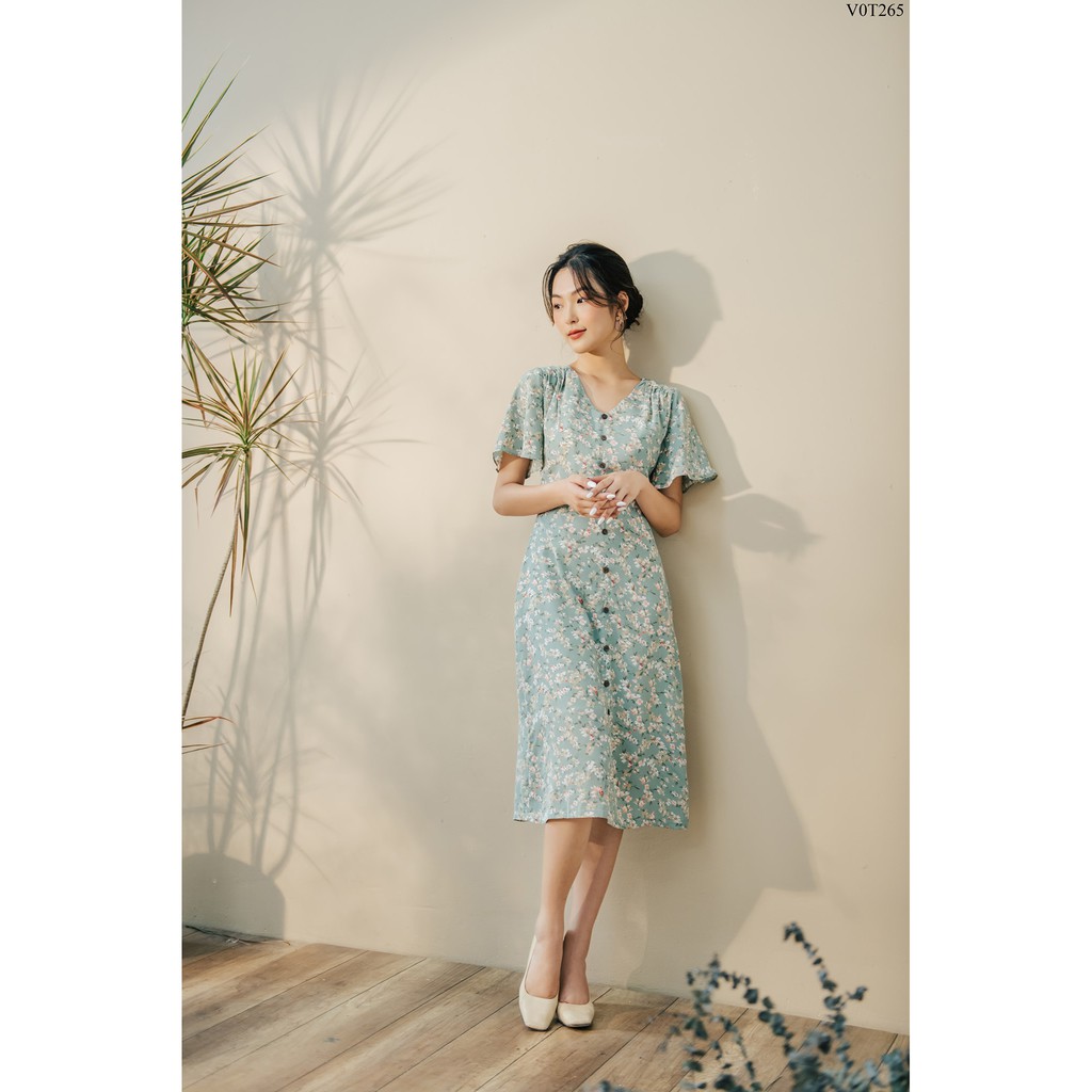 TIIN STORE Váy hoa nhí cổ V khuy trước by Tiin | BigBuy360 - bigbuy360.vn