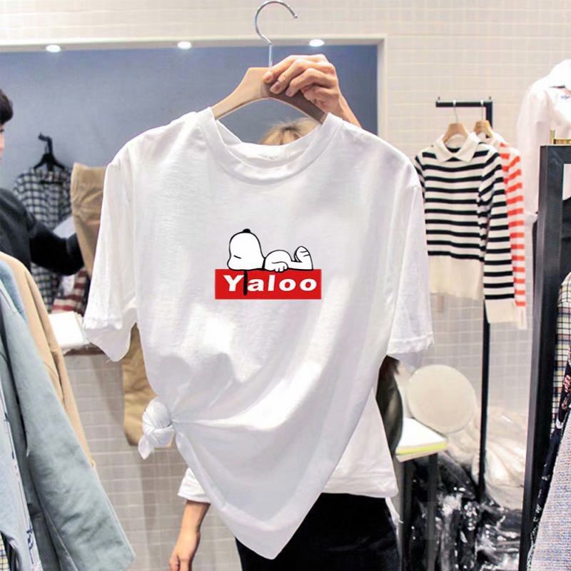 Áo Thun NgắN Tay ThờI Trang Cho Nữ  Áo Thun Cotton Tay Ngắn Dáng Rộng In Họa Tiết Thời Trang Hàn Quốc Mới
