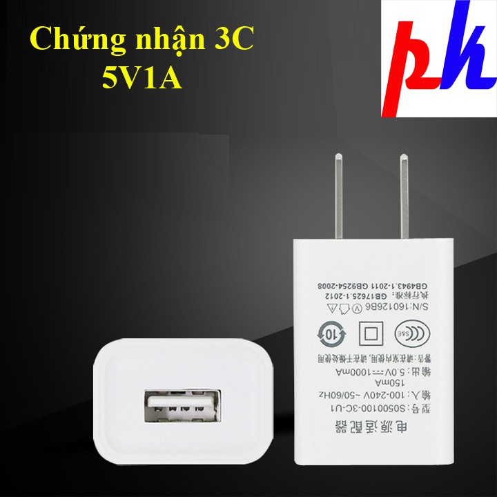 Cốc sạc 5V-1A tiêu chuẩn 3C có hình test