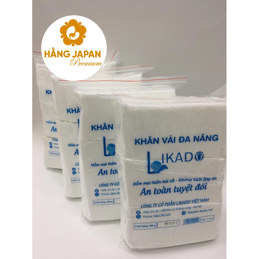 Khăn vải khô đa năng Likado 180 miếng / 400g cho bé mềm mịn, không kích ứng