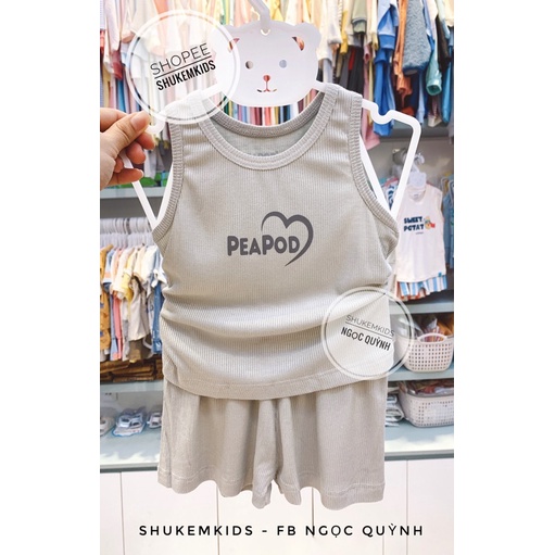 Peapod - Bộ dài chất mềm phoi màu mềm mát bé trai gái