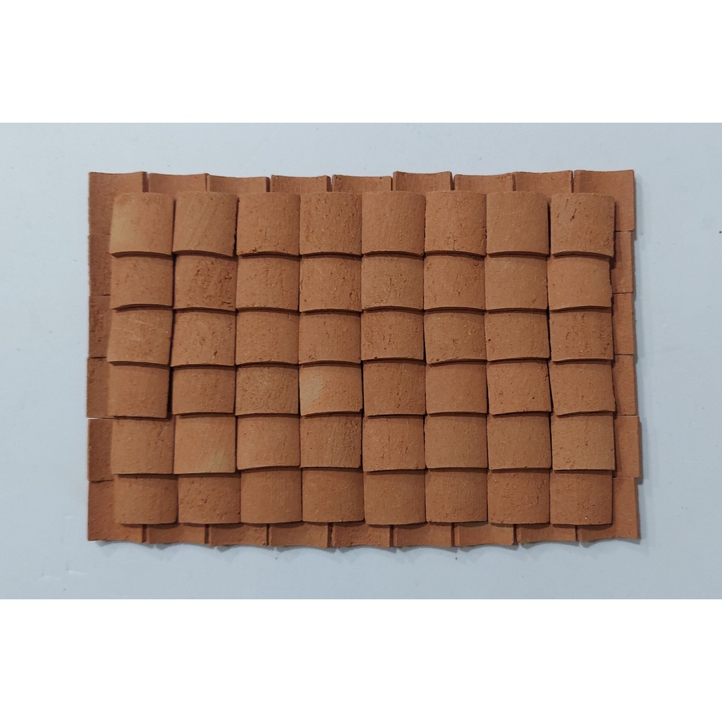 100 viên - NGÓI ÂM DƯƠNG Mini 15x15x2mm, Gạch Ngói Đất Sét Nung Mô Hình, Tiểu Cảnh.