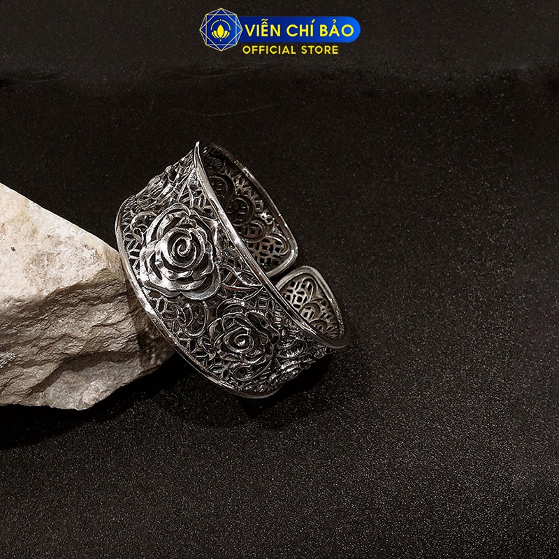 Kiềng bạc nữ Hoa Hồng bản to chất liệu bạc Thái 925 thời trang nữ phụ kiện trang sức nữ Viễn Chí Bảo L000409