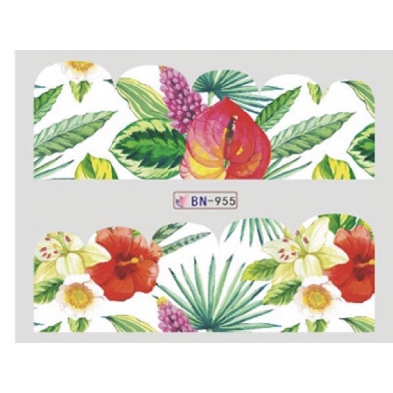 Sticker nước hoạ tiết lá cây,hình dán móng nước hoạ tiết lá cây trang trí móng tay nail