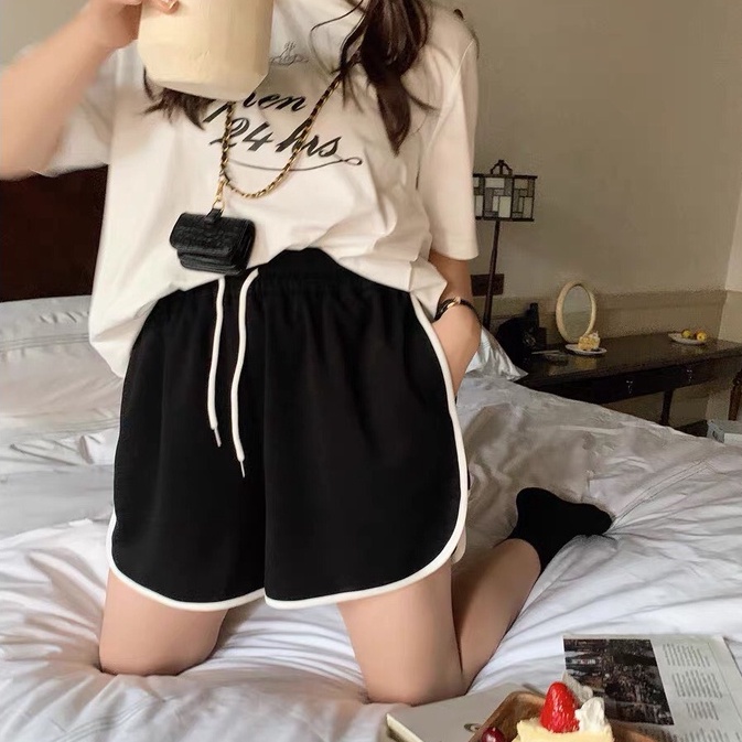 Quần đùi nữ thể thao Icotton  Quần đùi bo viền chất liệu da cá cao cấp, mặc hè thoáng mát