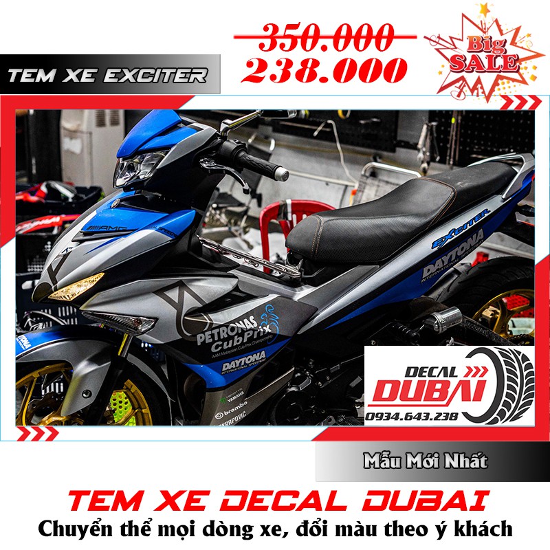 Tem trùm Exciter 150 2019 Xanh Bạc Đen Petronas