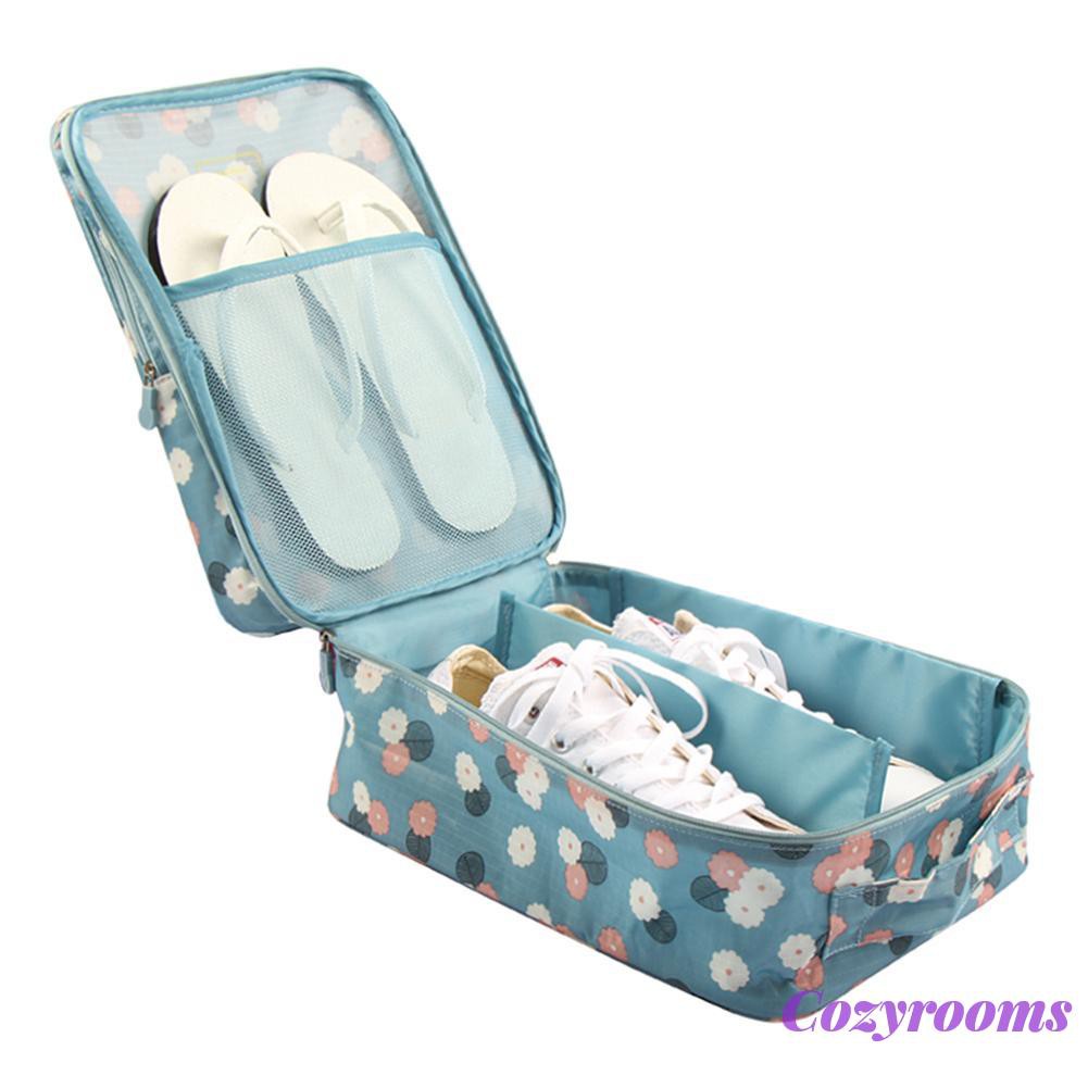 Breathable Floral Printed Shoe Bag Waterproof Three-layer Travel Boots Case