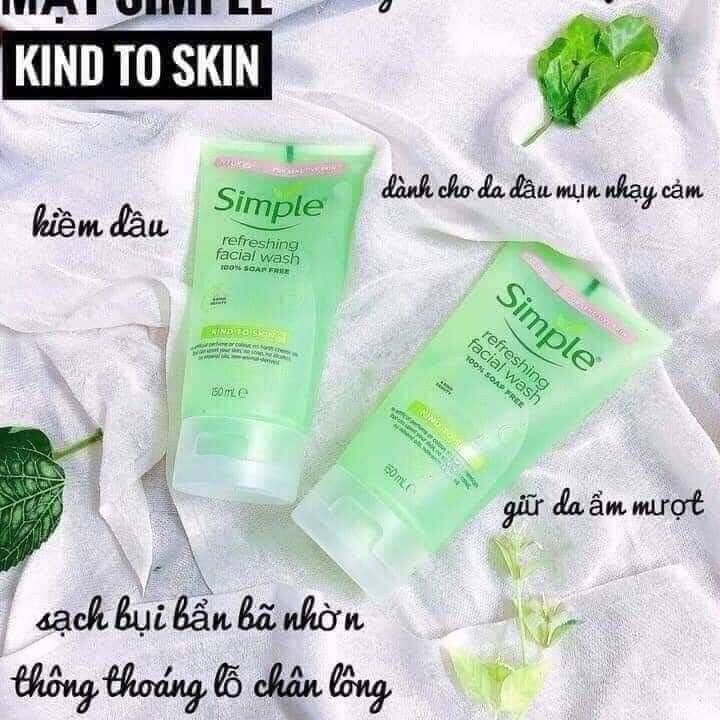 Sữa rửa mặt Simple refreshing facial wash👍dịu nhẹ lành tính👍dành cho mọi loại da da nhạy cảm | BigBuy360 - bigbuy360.vn