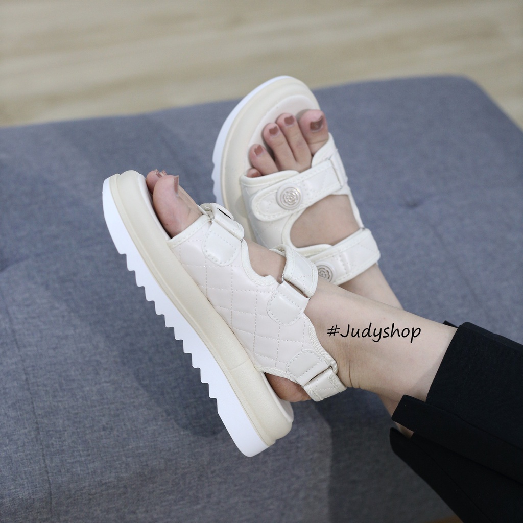 Giày Judy - Giày Sandal Đế Bánh Mỳ 2 Quai Ngang Êm Chân Đế Độn 4p