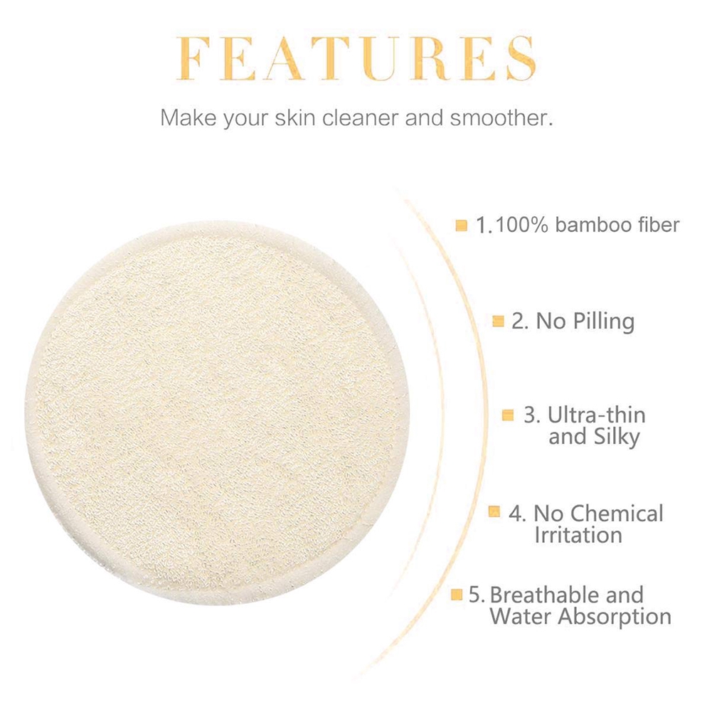 Set 5 bông tẩy trang kèm túi đựng để giặt tái sử dụng tiện dụng