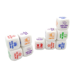 [Chuyên Sỉ SLL]  Set 12 viên xúc xắc, xí ngầu uống bia 6 mặt hình+ chữ (285-HAO-XNDUB-10)