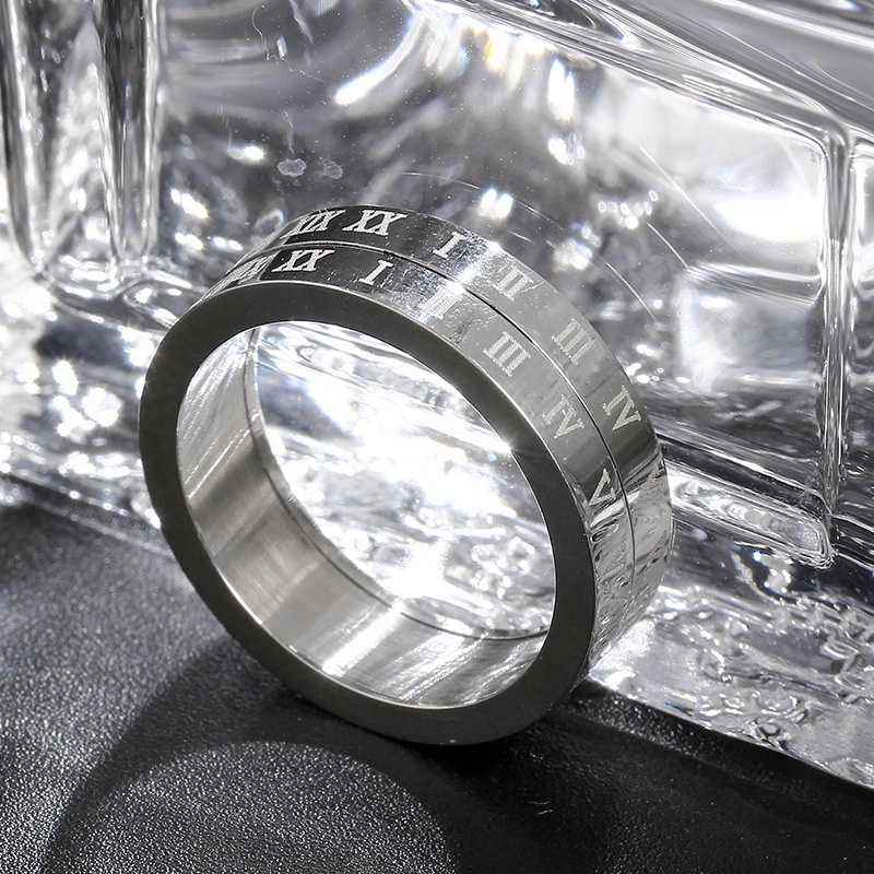 Nhẫn Xoay Số La Mã 6mm Phong Cách Vintage Bằng Thép Không Gỉ Cho Nam Và Nữ 2021