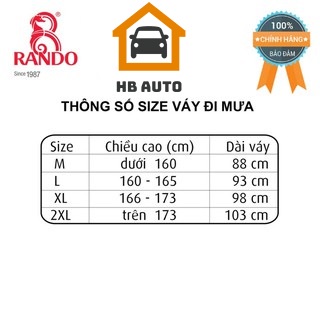 Váy đi mưa chống nước RANDO cao cấp Thiết kế thời trang trẻ trung – ôm vừa người che kín 2 bên hông và chân