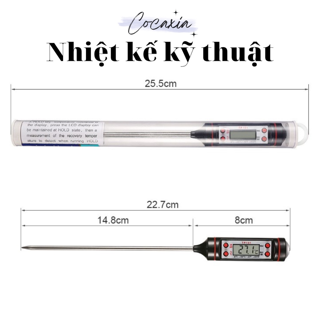Nhiệt Kế Kỹ Thuật Tay Cầm Dài An Toàn Khi Sử Dụng Đo Nhiệt Độ Sáp Nến Nước Pha Sữa...
