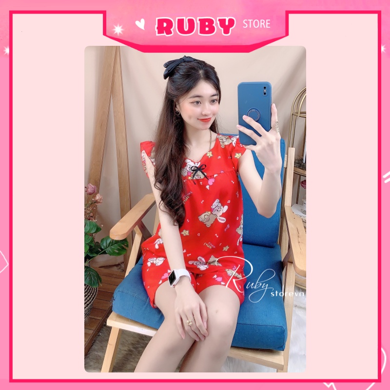 Đồ bộ nữ mặc nhà chất kate mềm mịn họa tiết dễ thương Free Size Dưới 47kg ❤ Rubystorevn