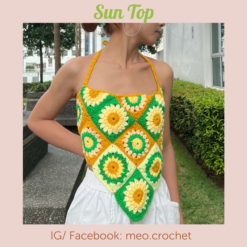 Sun Top - Áo yếm len đan móc hoạ tiết hoa