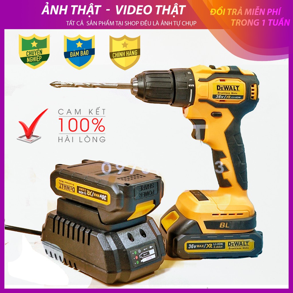 Máy khoan pin DeWalt 36v động cơ không chổi than vòng tua nhanh