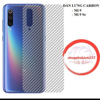 Miếng dán mặt lưng vân cacbon cho xiaomi mi9/Mi 9 SE tặng kính