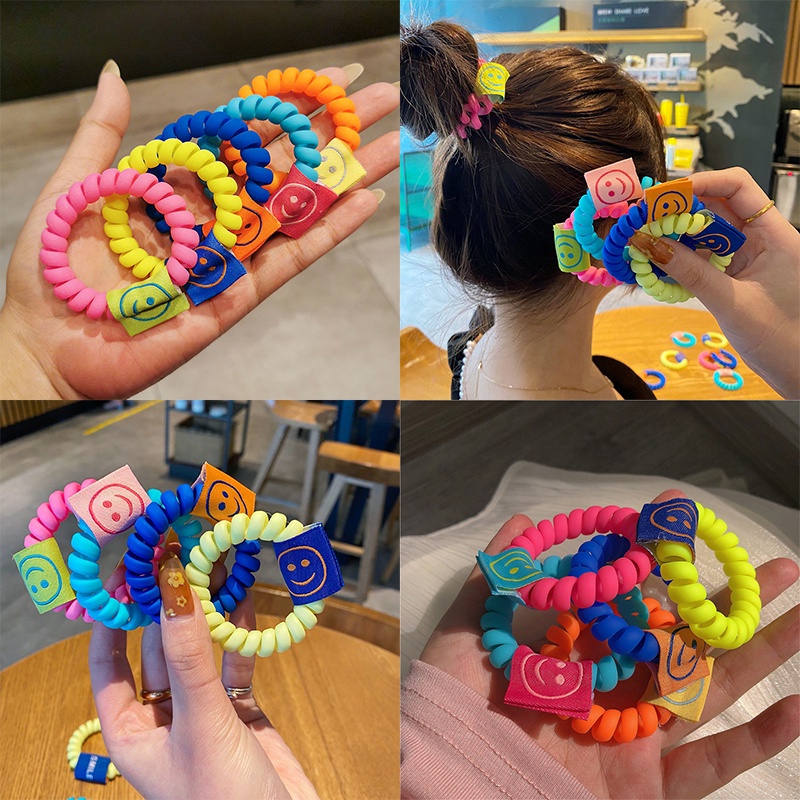 Dây cột tóc cao su hình mặt cười màu kẹo ngọt xinh xắn thời trang