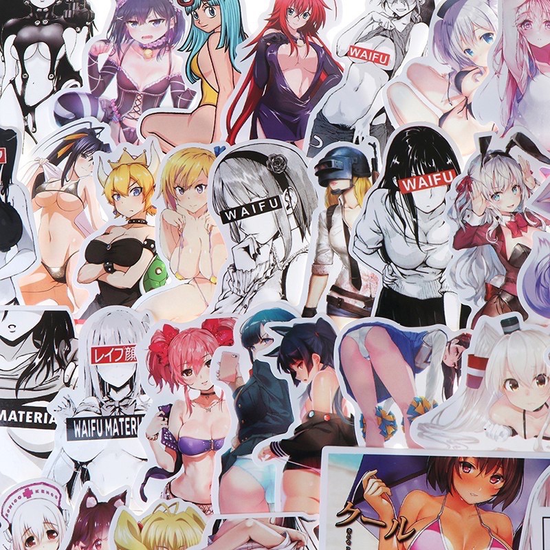 10 Sticker dán sexygirl anime không trùng mẫu chống thấm nước cực hot