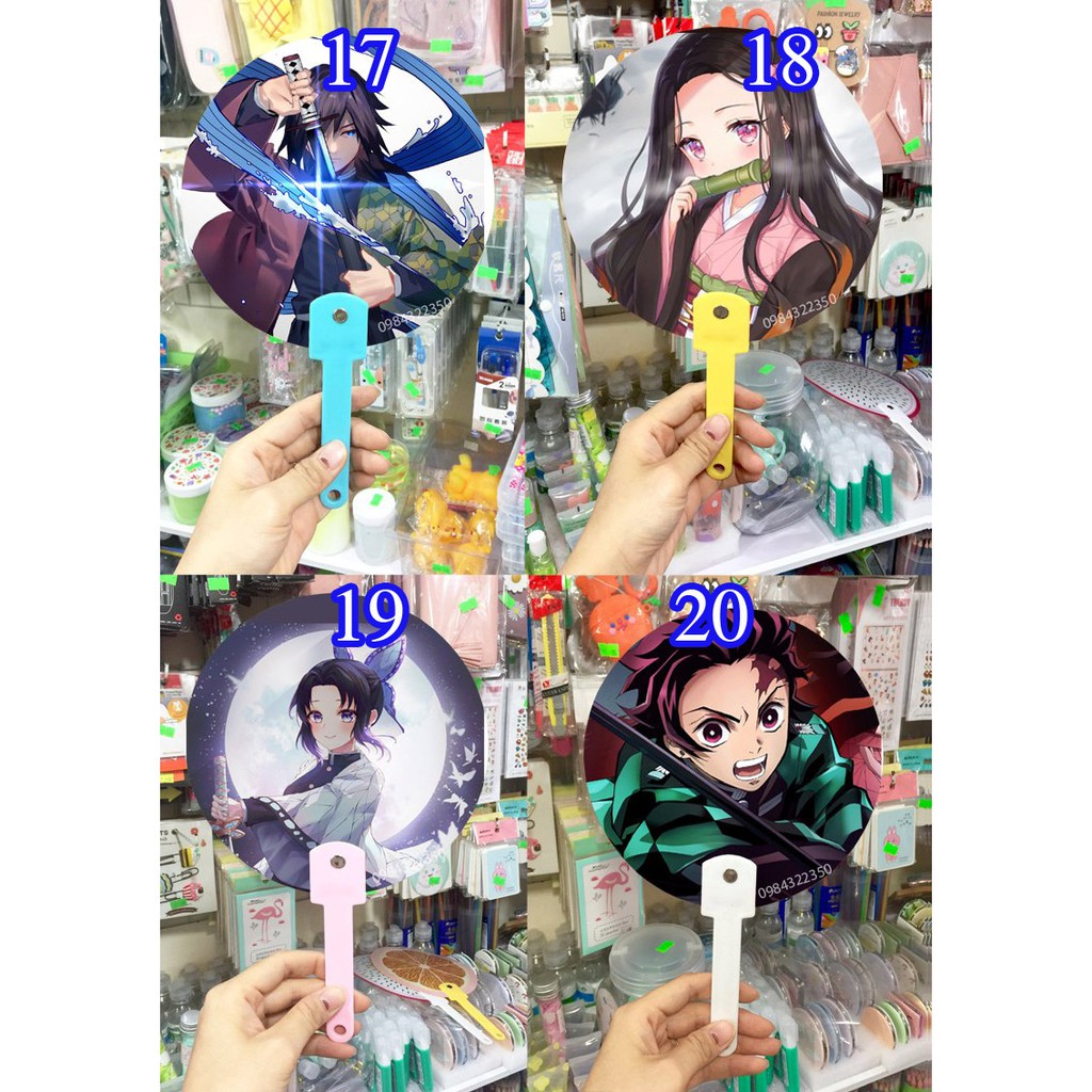 Quạt nhựa kimetsu no yaiba,Nezuko,Tanjirou,Muichirou Tokitou,Agatsuma Zenitsu,Kochou ShinobuTomioka Giyuu....