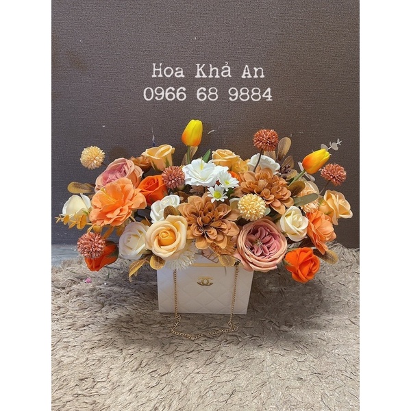 [Sinh nhật - Khai trương] Lẵng hoa sáp mix lụa cực xinh, bền trọn đời