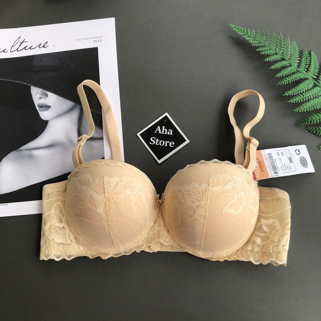 Áo Lót Cúp Ngực Lovely Ren Quả Ngang Có Gọng Nâng Đẩy Ngực Tự Nhiên L8066 YiOn Underwear