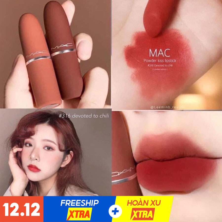 [Giá sỉ] Son Mac chính hãng Ruby Woo, Chili, Marrakesh màu cam cháy đỏ gạch cam đất chuẩn Auth date xa