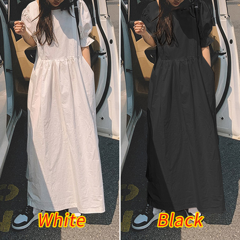 Đầm Dài VONDA Thiết Kế Ngắn Tay Màu Trơn Thời Trang Cho Nữ | BigBuy360 - bigbuy360.vn