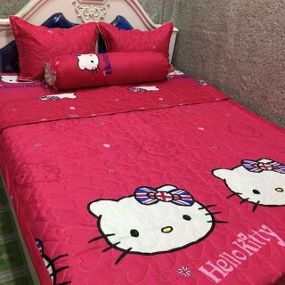 Set 5 món chăn ga gối hello kitty hồng cotton poly loại 1