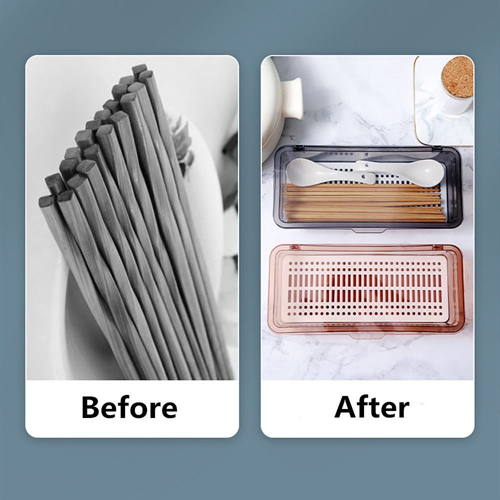 Hộp Đựng Đũa Muỗng Nĩa Chống Bụi Có Nắp Đậy Tiện Dụng Cho Gia Đình