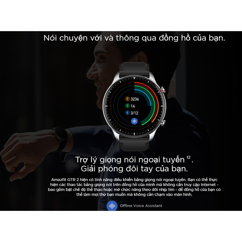 Đồng Hồ Thông Minh Amazfit GTR 2 - Có Tiếng Việt - Đàm Thoại Trực Tiếp - Nghe Nhạc Bluetooth - Bản Quốc Tế